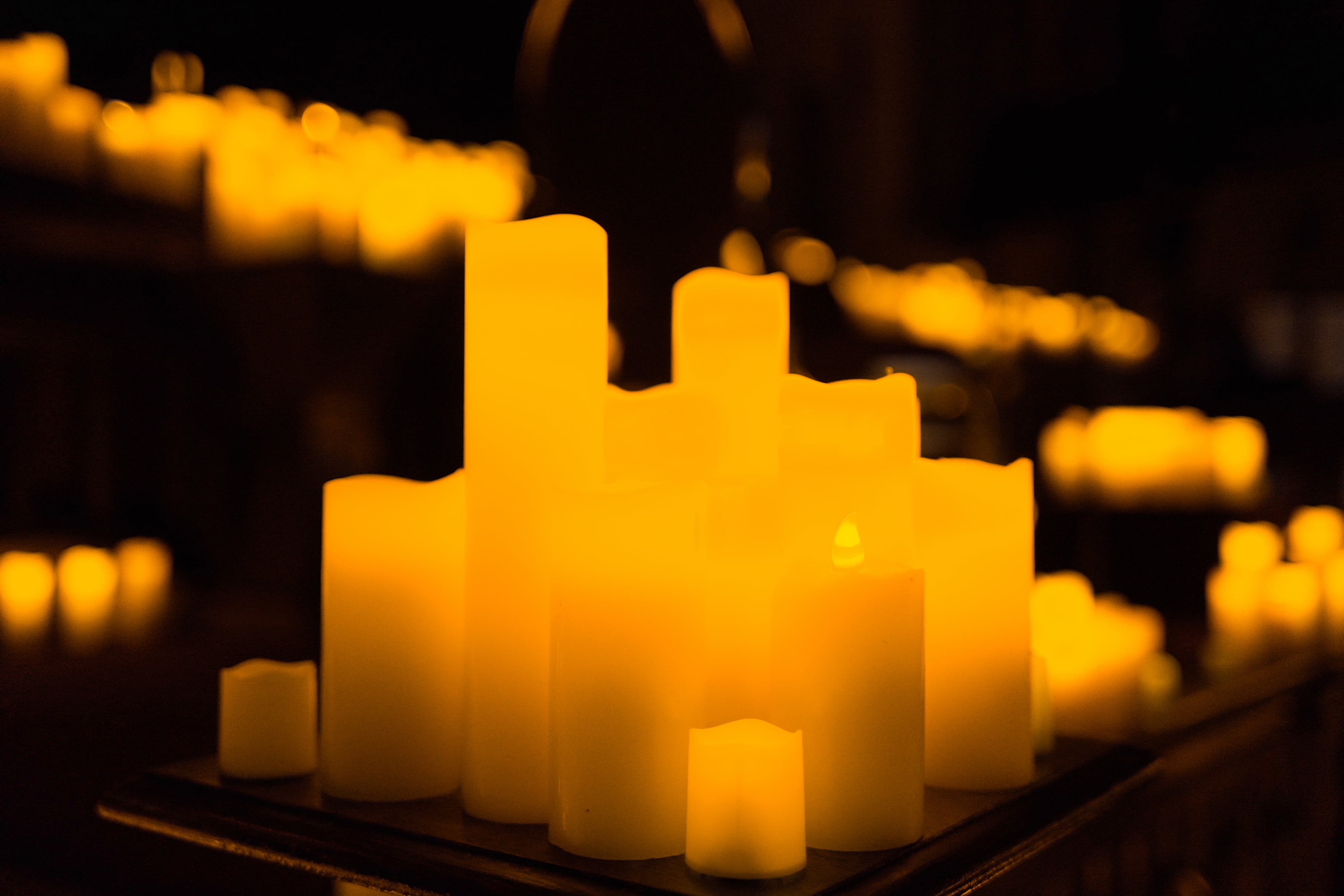 A close-up of candles on display.